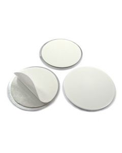 Metallscheiben weiß, aus DC01 Ø 30mm x 2mm mit Doppelklebeband