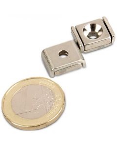 Flachleisten-Magnet Neodym  10 x 13,5 x 5 mm mit Bohrung und Senkung - hält 4 kg