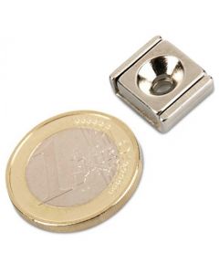 Flachleisten-Magnet Neodym  15 x 13,5 x 5 mm mit Bohrung und Senkung - hält 7 kg