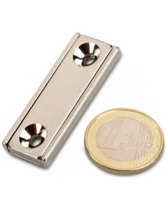 Flachleisten-Magnet Neodym  40 x 13,5 x 5 mm mit Bohrung und Senkung - hält 17kg