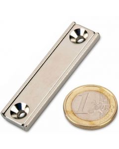 Flachleisten-Magnet Neodym  50 x 13,5 x 5 mm mit Bohrung und Senkung - hält 27kg