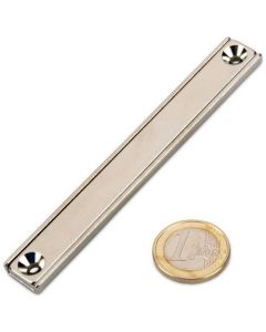 Flachleisten-Magnet Neodym 100 x 13,5 x 5 mm mit Bohrung und Senkung - hält 36kg