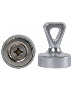 Griff-Magnet mit Öse Ø 17 x 22 mm Neodym N35 - SILBER - Haftkraft: 1,6 - 3,5 kg