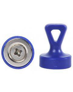 Griff-Magnet mit Öse Ø 17 x 22 mm Neodym N35 - BLAU - Haftkraft: 1,6 - 3,5 kg