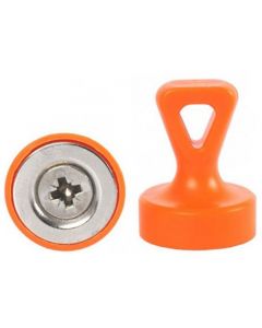 Griffmagnet mit Öse Neodym N35 - Ø 17 x 22 mm, orange - Haftkraft:1,6 kg-3,5 kg